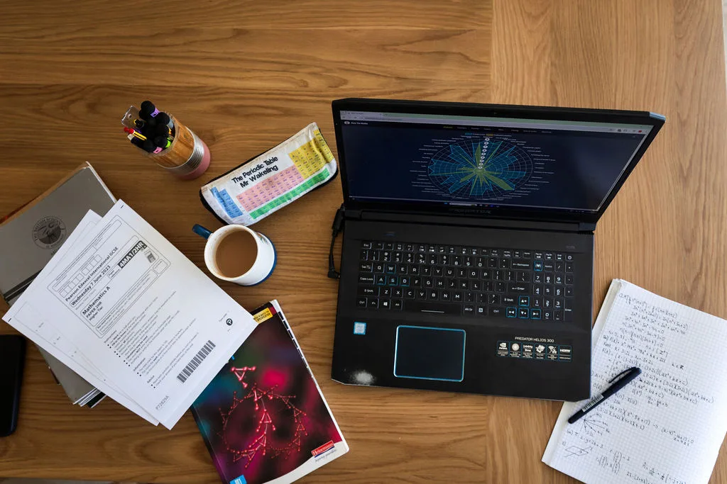 Maths revision desk setup